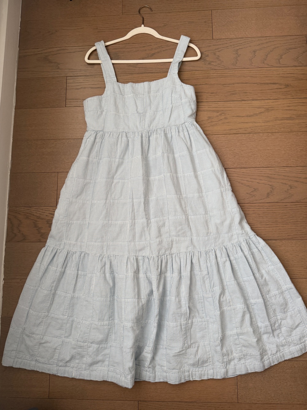 Madewell Light Gray Tiered Square-Neck Midi with Wide Straps